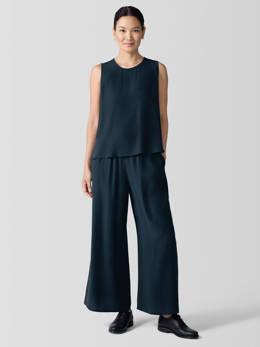 Silk Georgette Crepe Round Neck Tank
