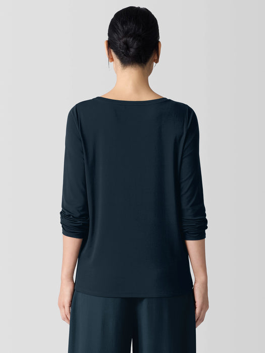 Stretch Silk Jersey Scoop Neck Top
