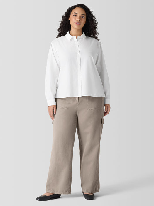 Washed Organic Cotton Poplin Classic Collar Short Shirt
