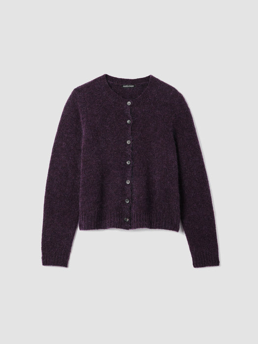 Mohair Plush M&eacute;lange Crew Neck Cardigan