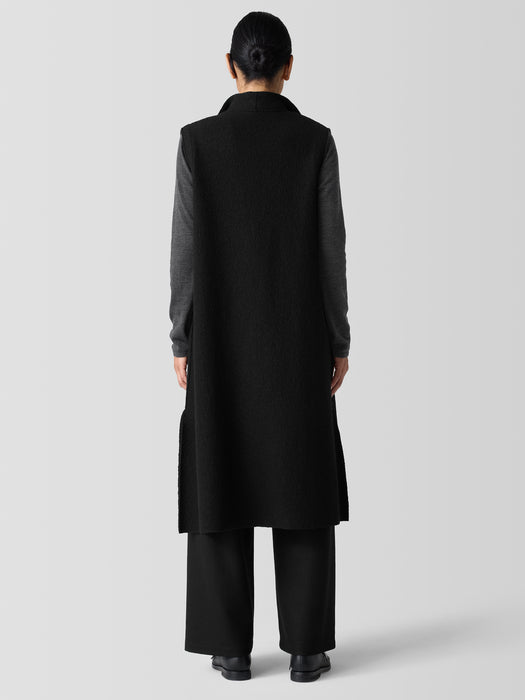 Lightweight Boiled Wool Shawl Collar Vest in Regenerative Wool
