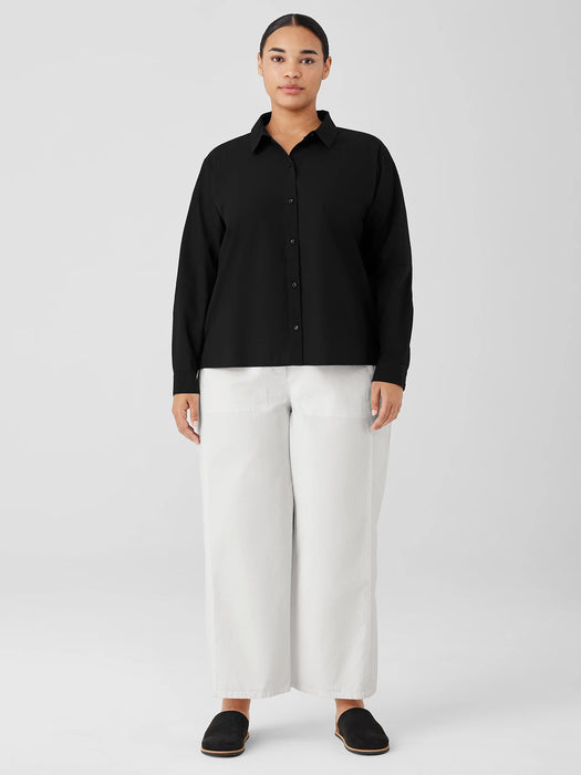 Washed Organic Cotton Poplin Classic Collar Short Shirt