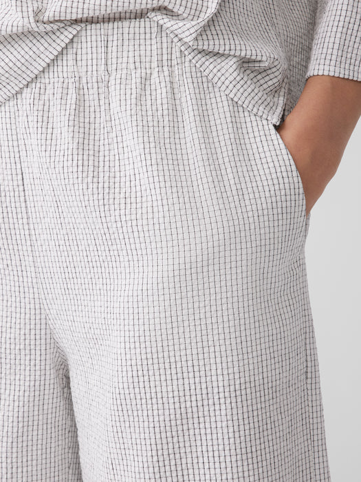 Organic Cotton Ripple Checkered Wide-Leg Pant