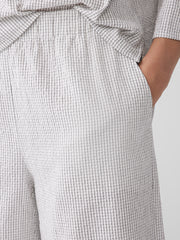 Organic Cotton Ripple Checkered Wide-Leg Pant