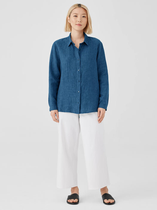 Washed Organic Linen D&eacute;lav&eacute; Classic Collar Shirt