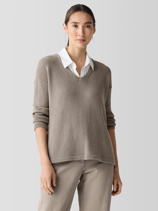 Peruvian Organic Cotton Cord Jersey V-Neck Top