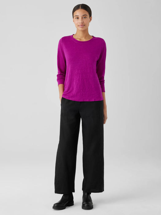 Organic Linen Jersey Crew Neck Top