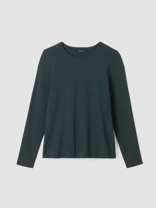 Stretch Jersey Knit Crew Neck Top