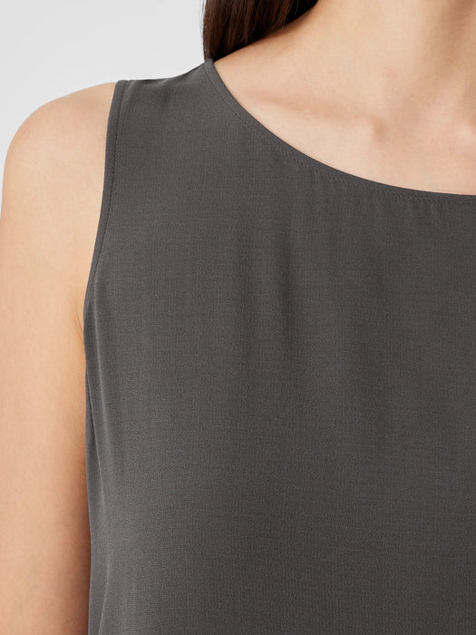 Silk Georgette Crepe&nbsp;Ballet Neck Long Tank
