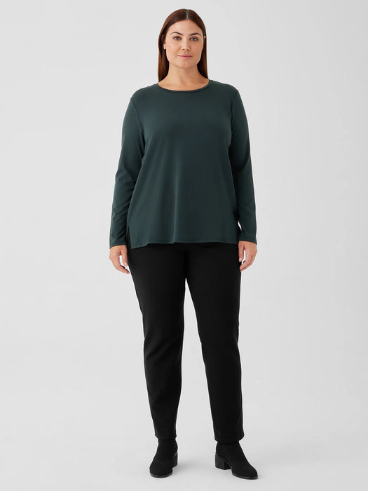 Stretch Jersey Knit Crew Neck Top