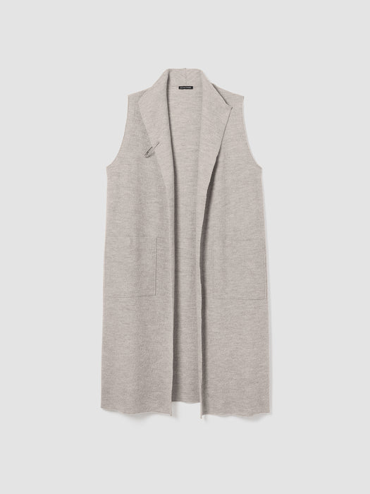 Lightweight Boiled Wool Shawl Collar Vest in Regenerative Wool
