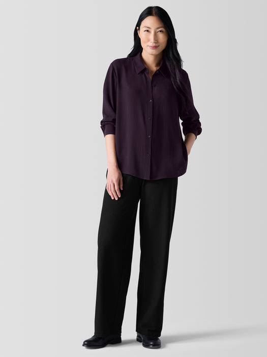 Silk Georgette Crepe Classic Collar Shirt