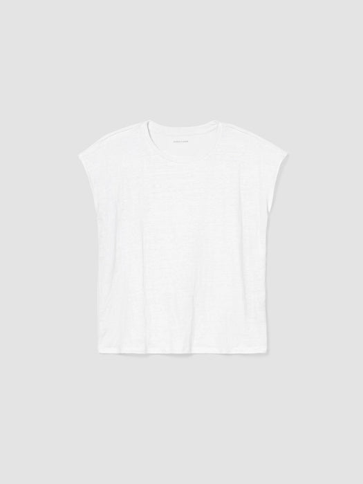Organic Linen Jersey Shirred-Back Top