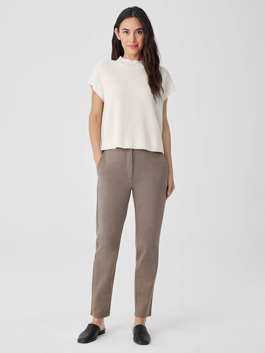 Cotton Blend Ponte High-Waisted Slim Pant