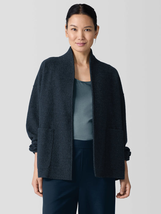 Lightweight Boiled Wool High Collar Jacket in Regenerative Wool