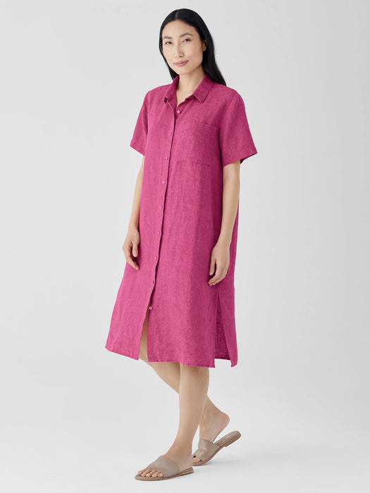 Washed Organic Linen D&eacute;lav&eacute; Shirtdress