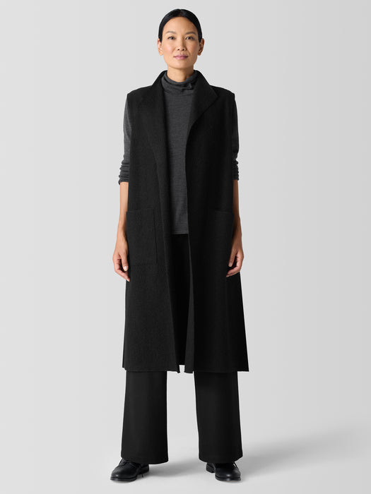 Lightweight Boiled Wool Shawl Collar Vest in Regenerative Wool