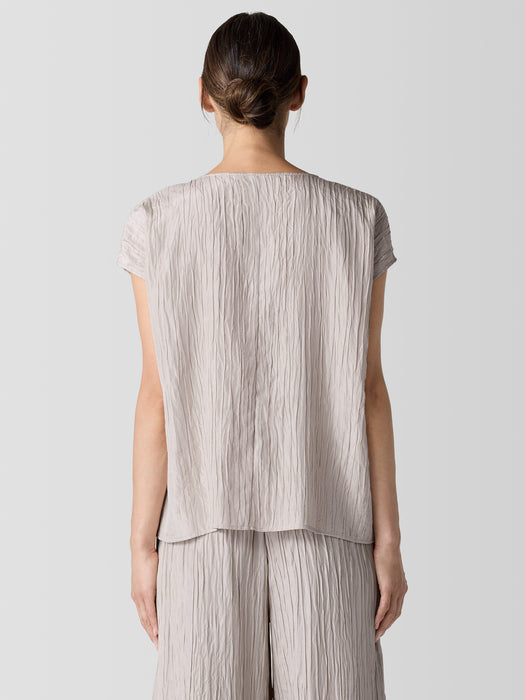 Textured Silk Jacquard V-Neck&nbsp;Top