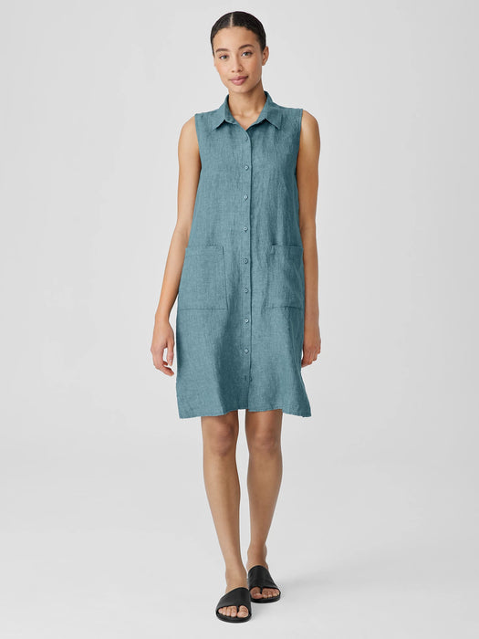 Washed Organic Linen D&eacute;lav&eacute; Sleeveless Shirtdress