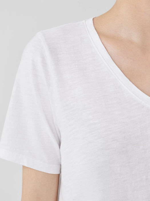 Organic Cotton Slubby Jersey V-Neck Tee