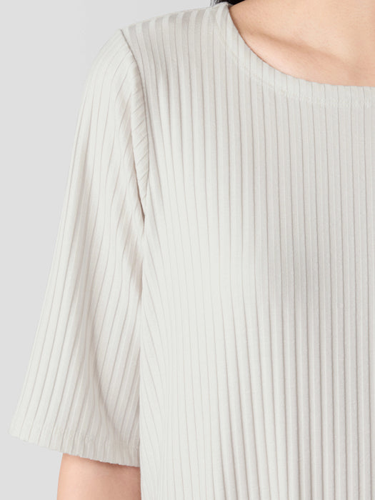 Textured Stretch Rib Ballet Neck Top
