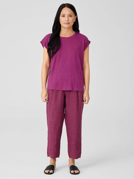 Organic Linen Jersey Shirred-Back Top