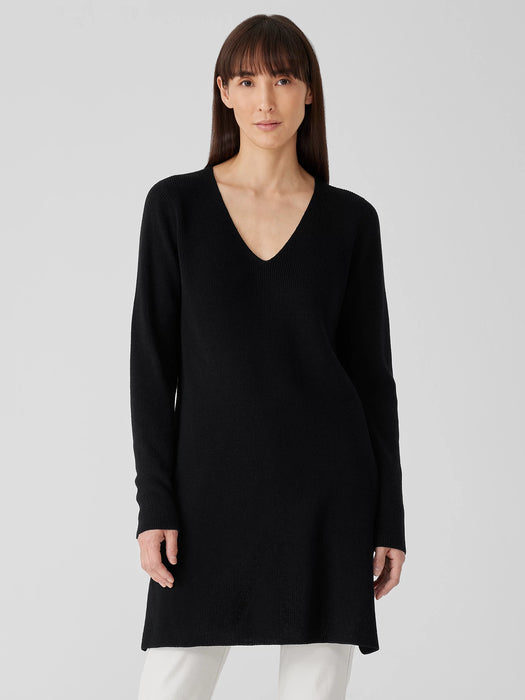 Peruvian Organic Cotton Crepe V-Neck Long Top