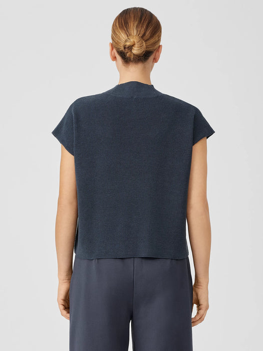 Organic Linen Cotton Mock Neck Top