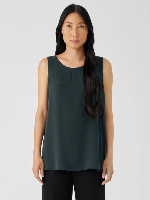 Silk Georgette Crepe&nbsp;Ballet Neck Long Tank