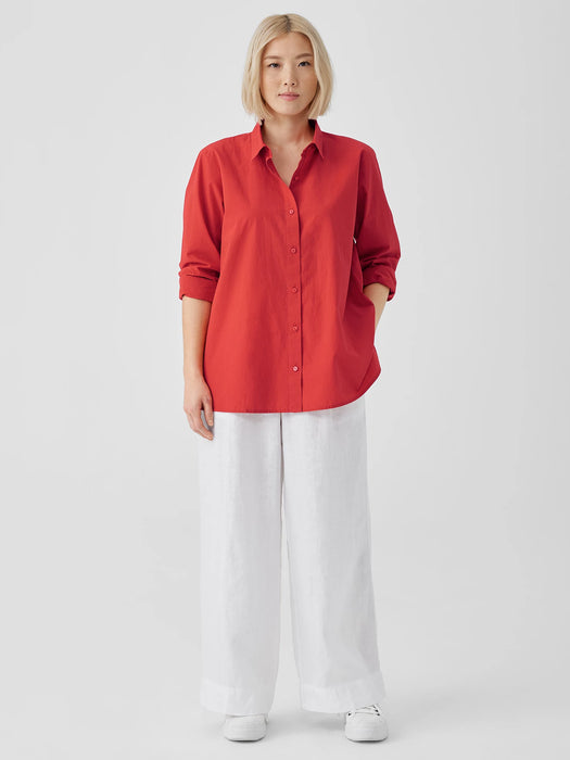 Washed Organic Cotton Poplin Classic Collar Shirt