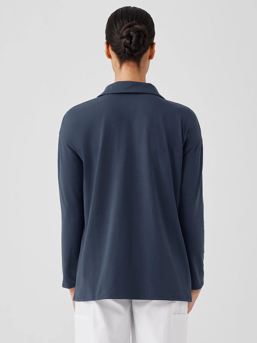 Pima Cotton Stretch Jersey Classic Collar&nbsp;Top