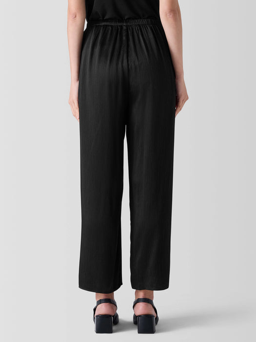 Striated Silk Satin Straight Pant