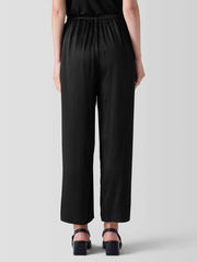 Striated Silk Satin Straight Pant