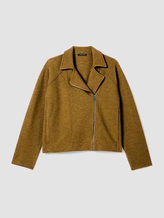 Lightweight Boiled Wool Motorcycle Jacket in Regenerative Wool