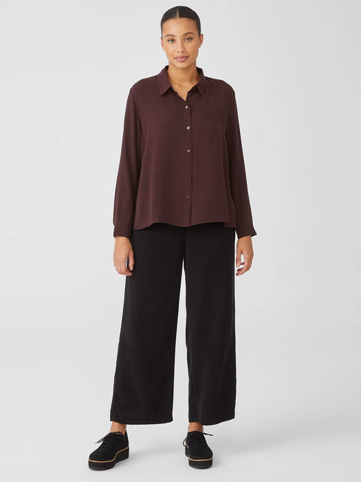 Silk Georgette Crepe Classic Collar Shirt