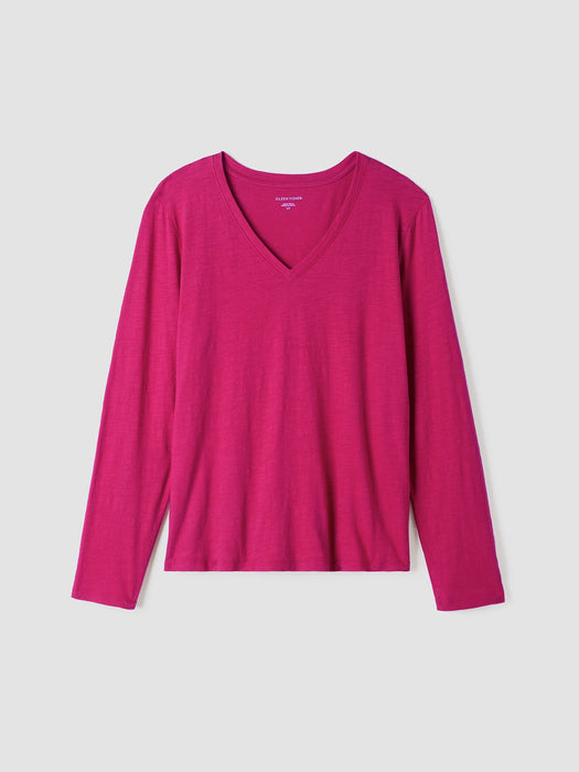 Organic Cotton Slub V-Neck Top