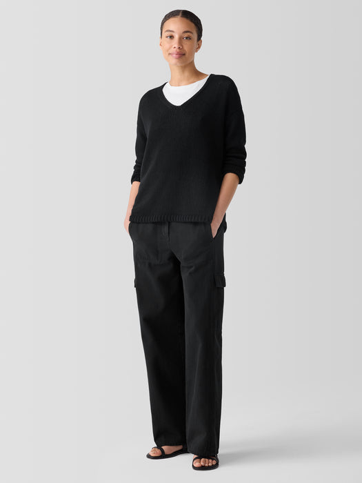 Peruvian Organic Cotton Cord Jersey V-Neck Top