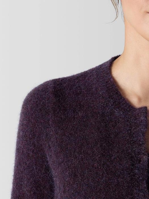 Mohair Plush M&eacute;lange Crew Neck Cardigan