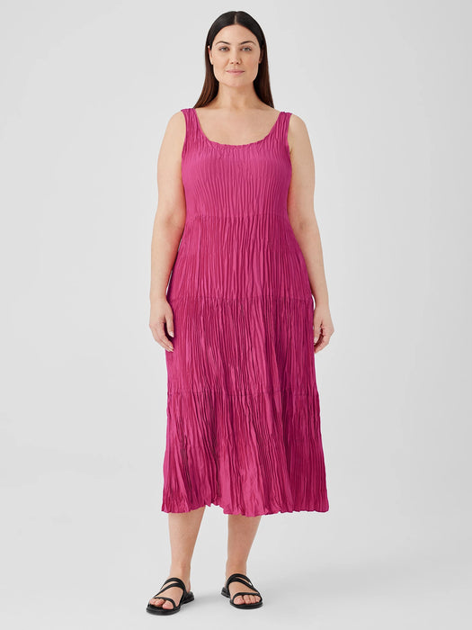Crushed Silk Tiered Dress