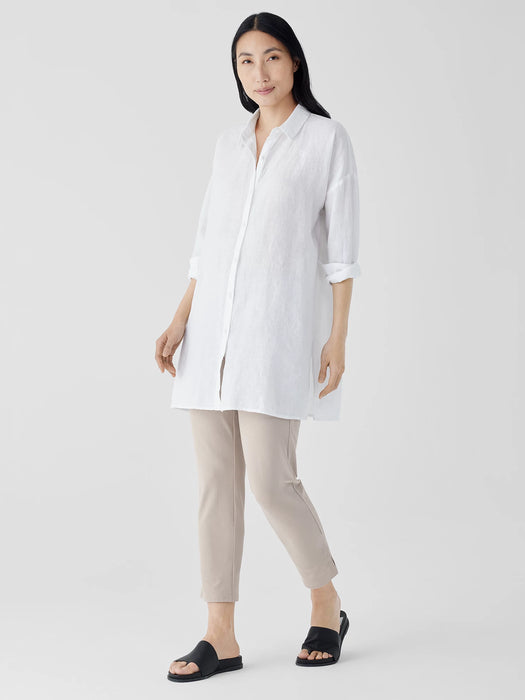 Organic Handkerchief Linen Classic Collar Long Shirt