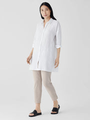 Organic Handkerchief Linen Classic Collar Long Shirt