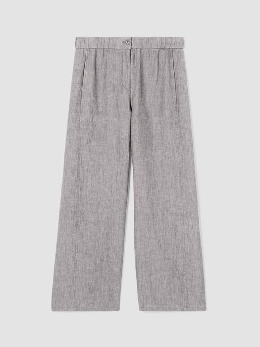 Washed Organic Linen D&eacute;lav&eacute; Wide Trouser Pant