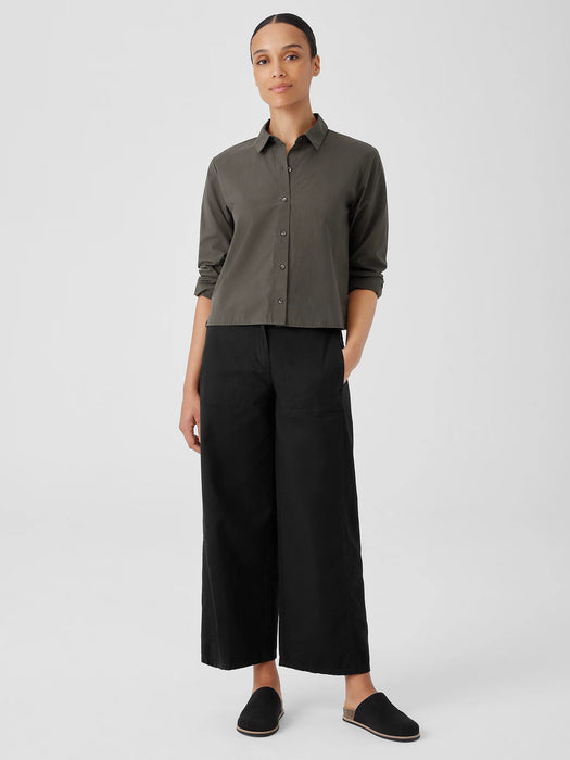Washed Organic Cotton Poplin Classic Collar Short Shirt