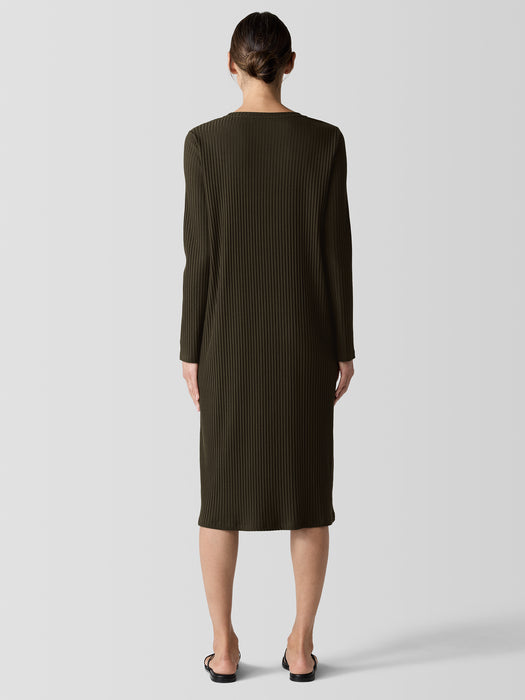 Textured Stretch Rib Crew Neck Dress