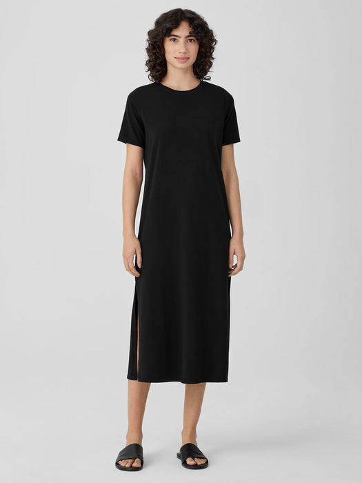 Pima Cotton Stretch Jersey Crew Neck Dress
