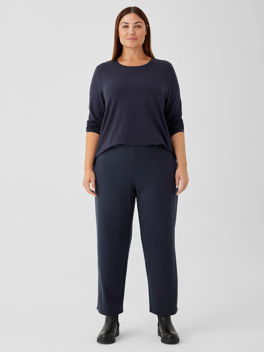 Washable Stretch Crepe High-Waisted Wide Pant