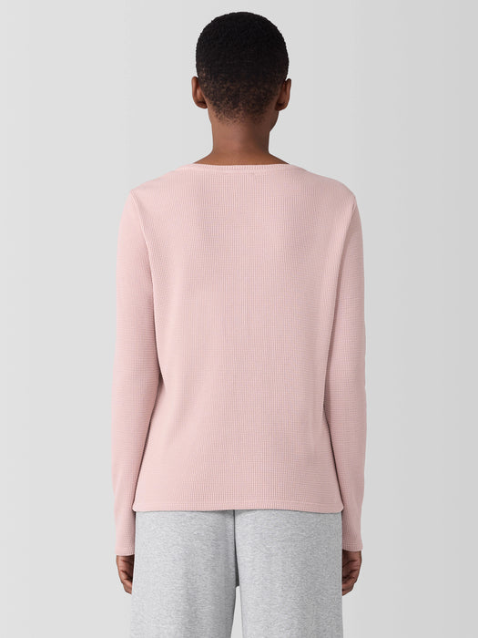 Cozy Organic Cotton Waffle Henley Sleep Top