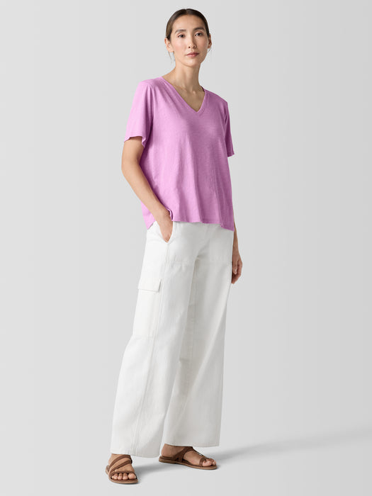 Organic Cotton Slubby Jersey&nbsp;V-Neck Tee