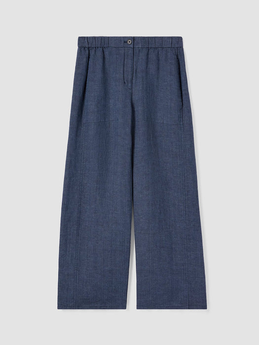 Washed Organic Linen D&eacute;lav&eacute; Wide Trouser Pant