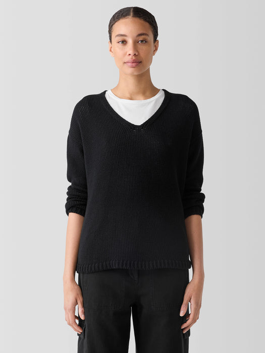 Peruvian Organic Cotton Cord Jersey V-Neck Top